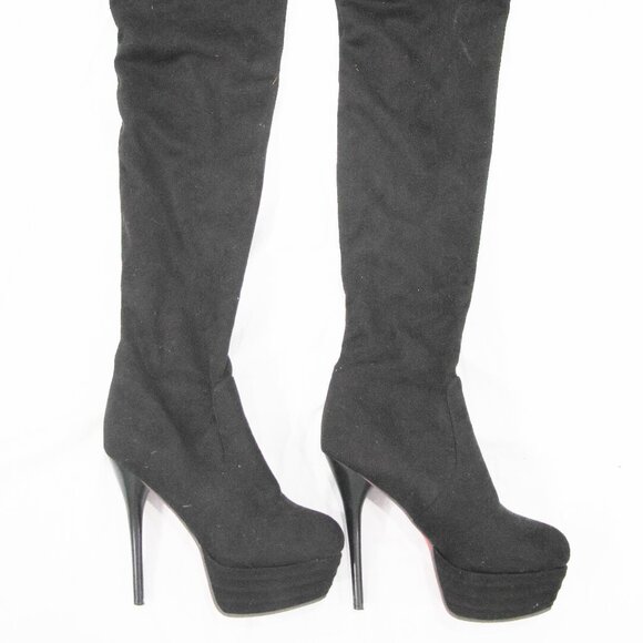 Red Sole Over Knee Platform Stiletto Boots - Picture 1 of 4